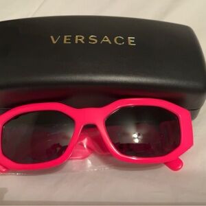 Versace Women's Neon Pink Geometric Sunglasses
